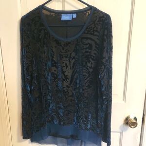 Simply Vera Vera Wang Elegant Blue Velvet Women's Top XL